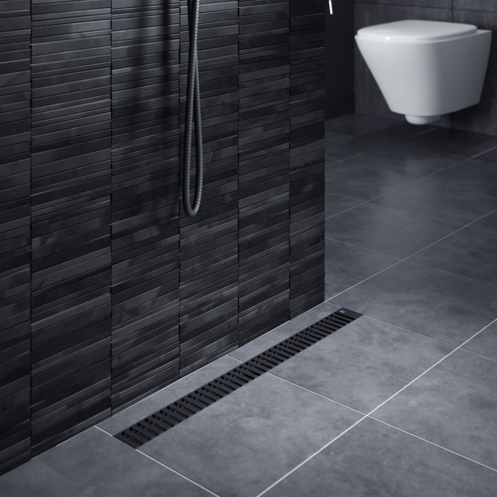 Душевой лоток TIMO Drain System 800 с вставкой "lines", Чёрный