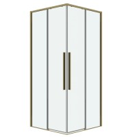 Душевое ограждение Grossman Galaxy 300.K33.01.1010.32.00 (100х100х195) квадрат,раздвижная,золото сатин,стекло прозрачное, 1 место