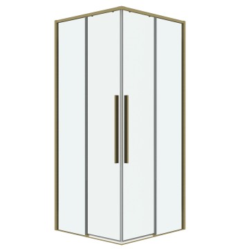 Душевое ограждение Grossman Galaxy 300.K33.01.1010.32.00 (100х100х195) квадрат,раздвижная,золото сатин,стекло прозрачное, 1 место