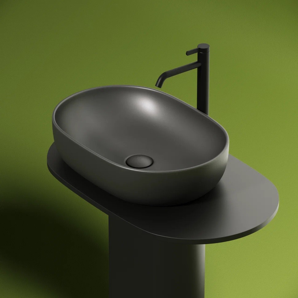 Умывальник чаша накладная овальная (цвет Темный Антрацит Матовый) Element 600x415x135мм