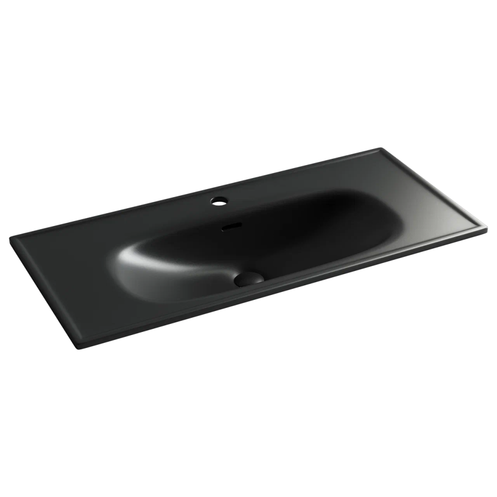 Раковина накладная CERAMICANOVA Sabo с отверстием под смеситель 1000x460x130 черный матовый
