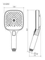 Душевая лейка SANCOS Nok square, кнопочное управление, 125x125 мм, 3 режима, цвет воронёная сталь/черный матовый, арт. SC6002GG