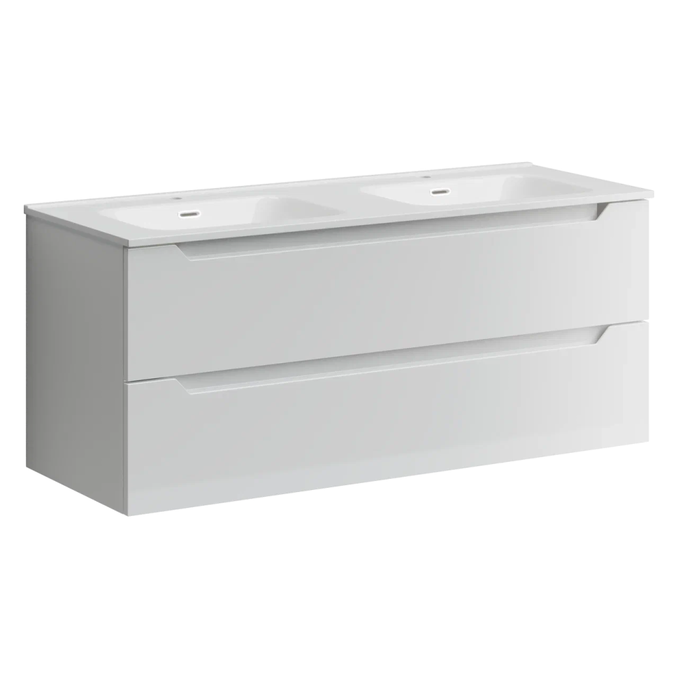 Тумба подвесная SANCOS Norma 2.0 1190х450х500, c двумя ящиками оснащенными доводчиками, белый глянец , арт. NR2.120-2W