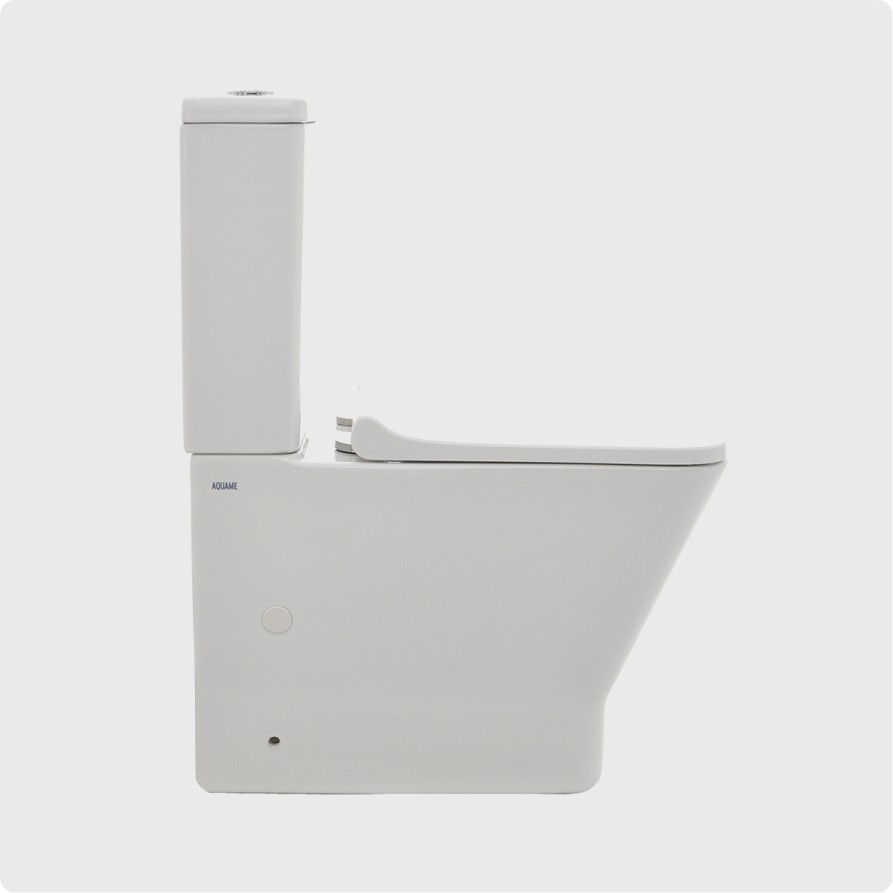 AQM1005PRO Унитаз напольный Rimless c сиденьем SoftClose, горизонтальный выпуск. 620x345x415мм