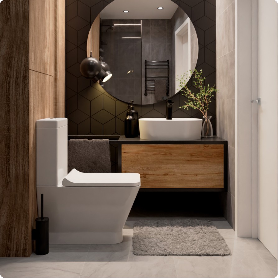 AQM1005PRO Унитаз напольный Rimless c сиденьем SoftClose, горизонтальный выпуск. 620x345x415мм