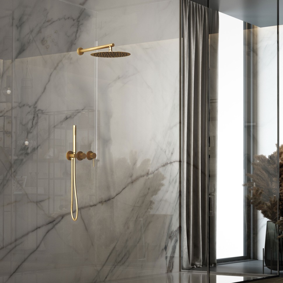 Душевой комплект Groove VSFW-4G01BG4 встраиваемый, 2 режима, 30см верх душ, брашированное золото