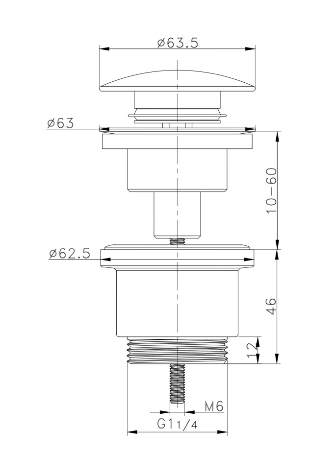 Донный клапан для раковины Raglo чёрный