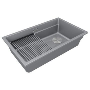 Мойка LUMI-PRO 74 UNI, IT-GRANIT, LU-PRO 74-GRM, серый металлик, 740х450, Paulmark
