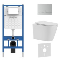 Комплект 3в1 IBERICA BLANCA инсталляция SILENCIO, унитаз BURGOS ALTO белый, кнопка смыва INOX-S хром матовый (IB001.BRA.234.1601)