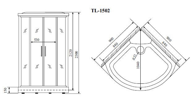 Timo Lux TL-1502 душевая кабина 90*90*230