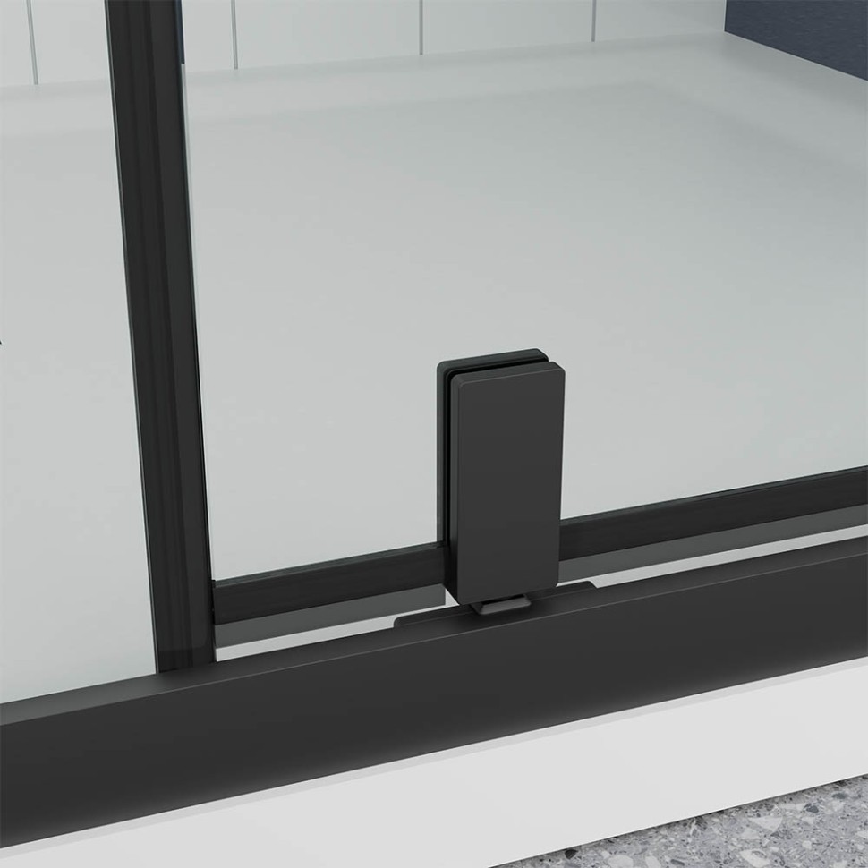 Душевая дверь Veconi Ottimo P20 B, 1100x1900, черный матовый, стекло тонированное матовое