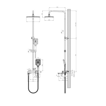 Душевая стойка со смесителем с коротким изливом OSGARD BRETTA 50050