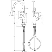 Смеситель для кухни Hansgrohe Focus M42 с выдвижным душем, 2jet Hansgrohe 71800000, хром