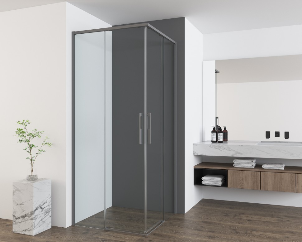 Душевой уголок Ultima VSS-7UL9010CLGM, 900*1000, вороненая сталь, стекло прозрачное