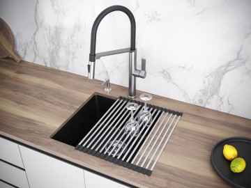 Мойка LUMI 45UNI, IT-GRANIT, LU45-DG, графит, 455х460, подст. мон. Paulmark