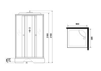 Душевая кабина Niagara Eco E90/26Q/TN (90х90х215) средний поддон(26см),стекло тонированное,4 места