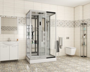 Душевая кабина Niagara Luxe NG-7713WR (82x120х215) низкий поддон(15см),дверь раздвижная,стенки серебро,5 мест