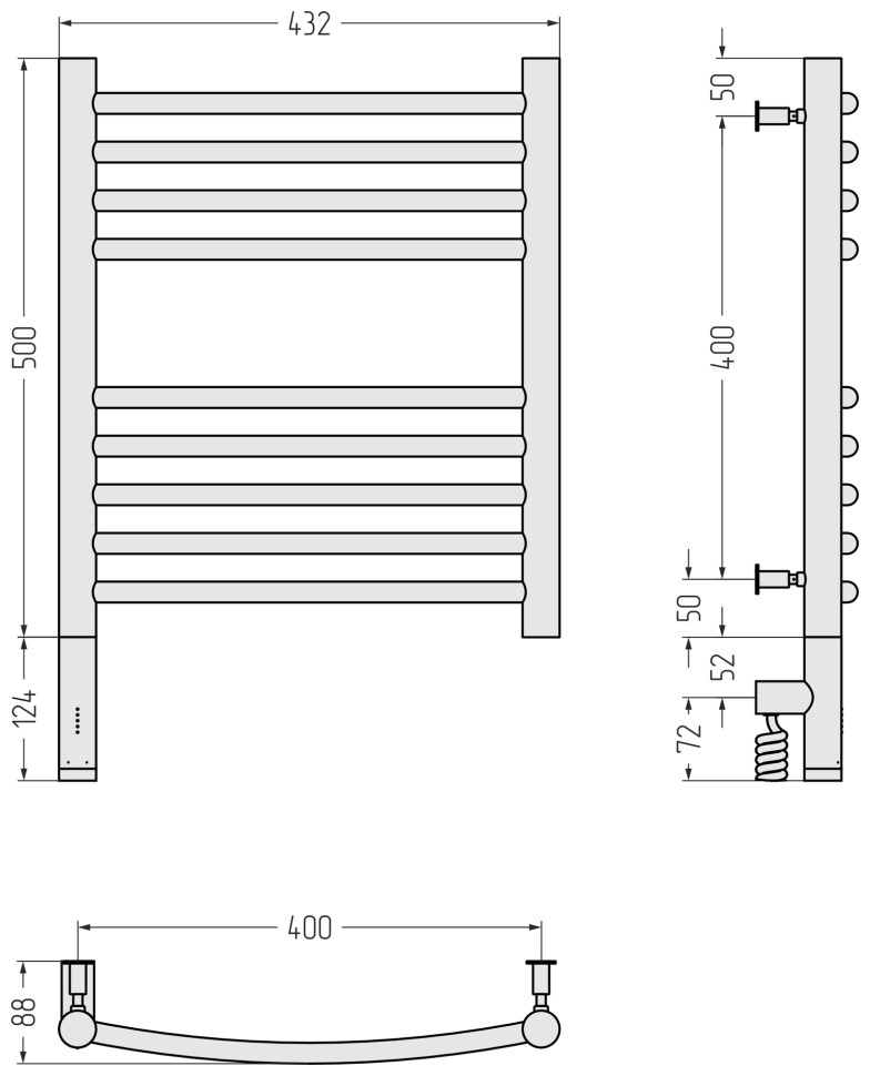 Богема 3.0 выгнутая 500х400 МЭМ левый