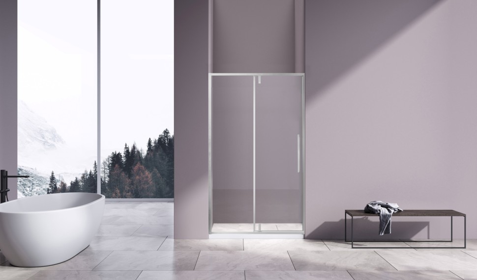 Душевая дверь Слим 8мм (Slim 8mm) VDP-4SL100CL, хром, стекло прозрачное