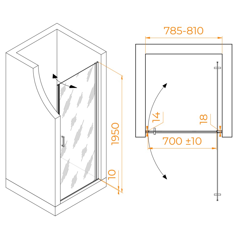 Душевая дверь RGW LE-003 (Прозрачное, 800)