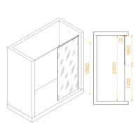 Душевая перегородка RGW WA-034 (Матовое-Сатинат, 900)