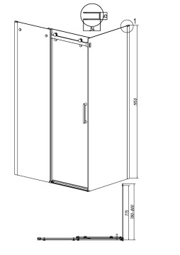 Боковая стенка Grossman Classic 200.K33.04.80.21.00 (80х195) черный матовый,стекло прозрачное, 1 место