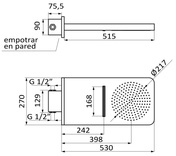 Тропических душ GRB HYDRO 05020009 каскадный, 530х270 мм, хром