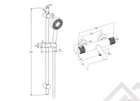 Термостатический смеситель для ванны и душа MILLEAU Tissage ML81803/B0705-CR (Cool touch) c душевым гарнитуром, Хром