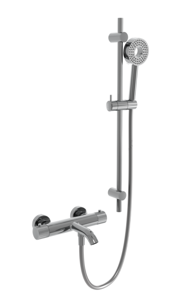 Термостатический смеситель для ванны и душа MILLEAU Tissage ML81803/B0705-CR (Cool touch) c душевым гарнитуром, Хром