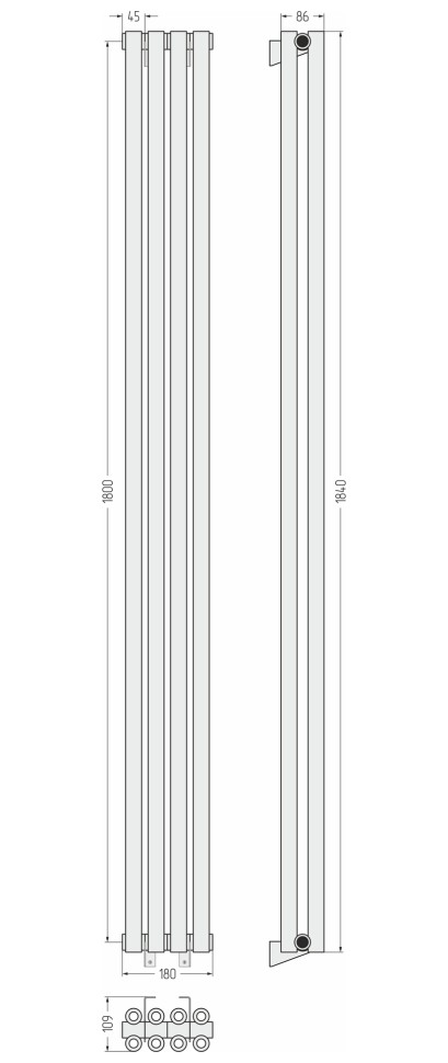 Эстет-00 1800х180 4 секции