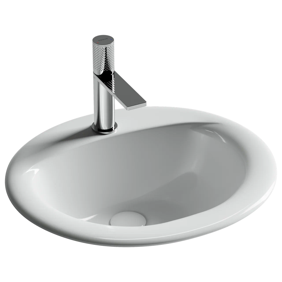 Раковина встраиваемая сверху CERAMICANOVA Sun овальная с переливом 515x455x200 мм цвет белый арт. CN6080