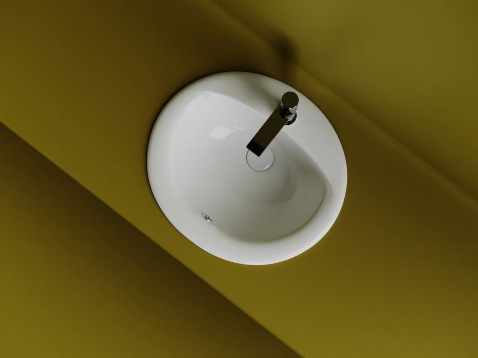 Раковина встраиваемая сверху CERAMICANOVA Sun овальная с переливом 515x455x200 мм цвет белый арт. CN6080