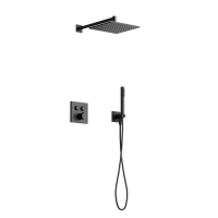 Душевой комплект с термостатом SANCOS Linn, с внутренней частью, черный матовый, арт. SC9022MB