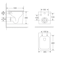 AQM2015PRO Унитаз подвесной сиденье SoftClose, технология смыва Invisible, скрыт крепеж. 530х365х380