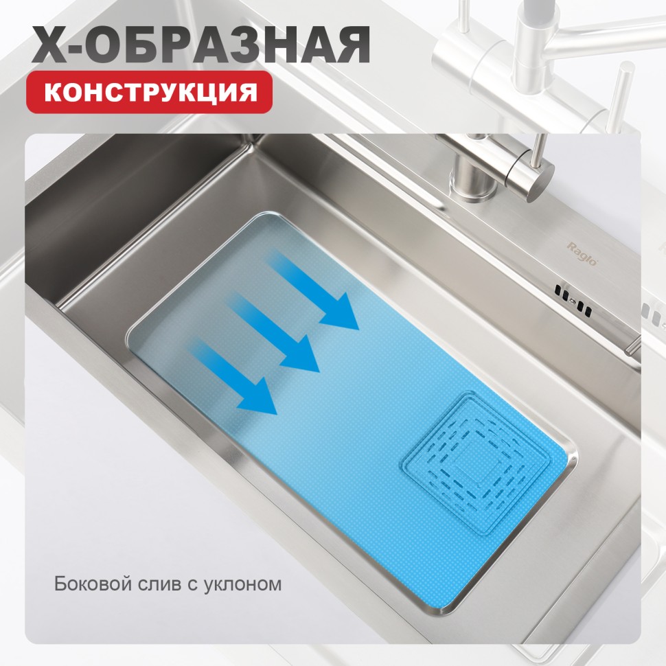 Мойка - профессиональная ручная работа Raglo, сатин, R702