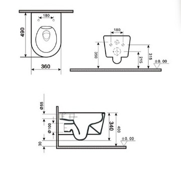 Унитаз подвесной Tornado Gid Tr2133TF 62262Y белый 49x36x34