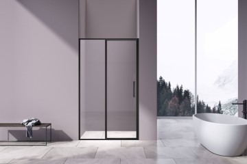Душевая дверь Слим 8мм (Slim 8mm) VDP-4SL120CLB, черный, стекло прозрачное