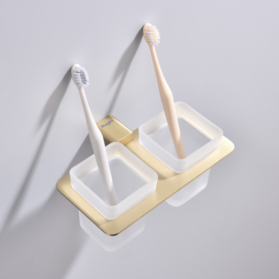 Держатель + 2 Стакана Raglo сатин золото