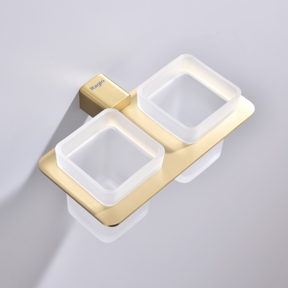 Держатель + 2 Стакана Raglo сатин золото