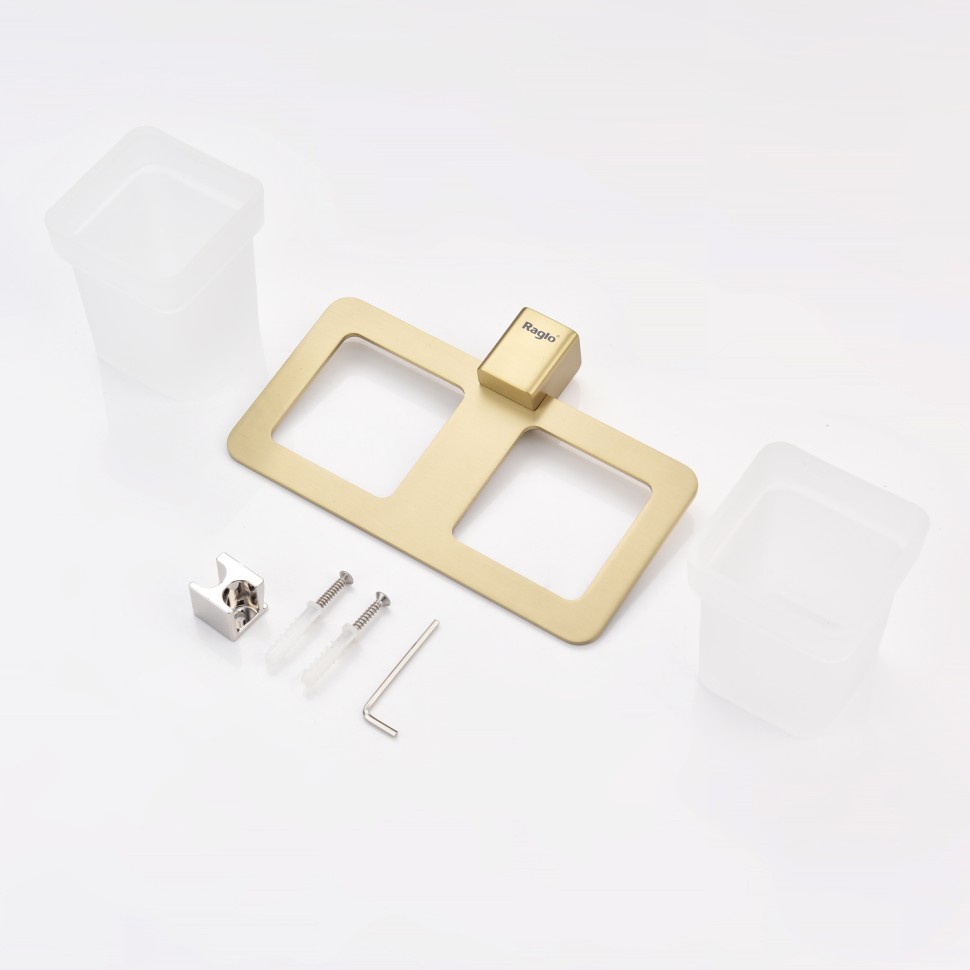 Держатель + 2 Стакана Raglo сатин золото