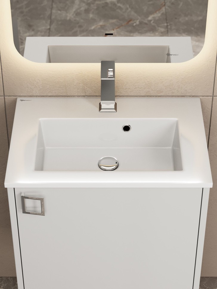 Раковина для ванной 50 см, Uperwood Aurora, белая глянцевая
