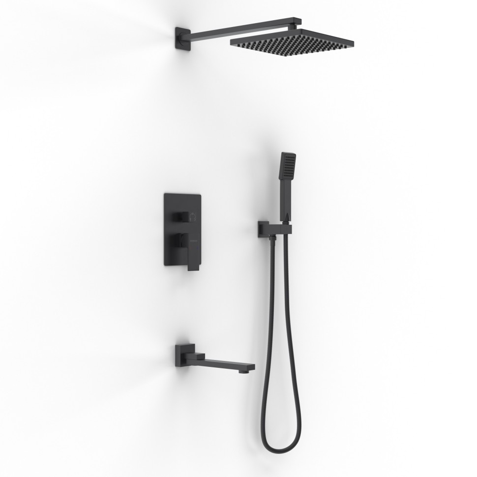 Душевой комплект BERGES NARDIS 3S, поворотный излив, черный матовый
