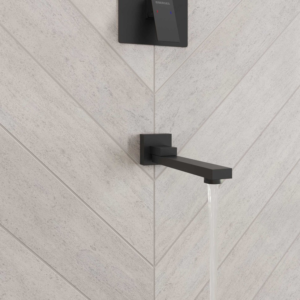 Душевой комплект BERGES NARDIS 3S, поворотный излив, черный матовый