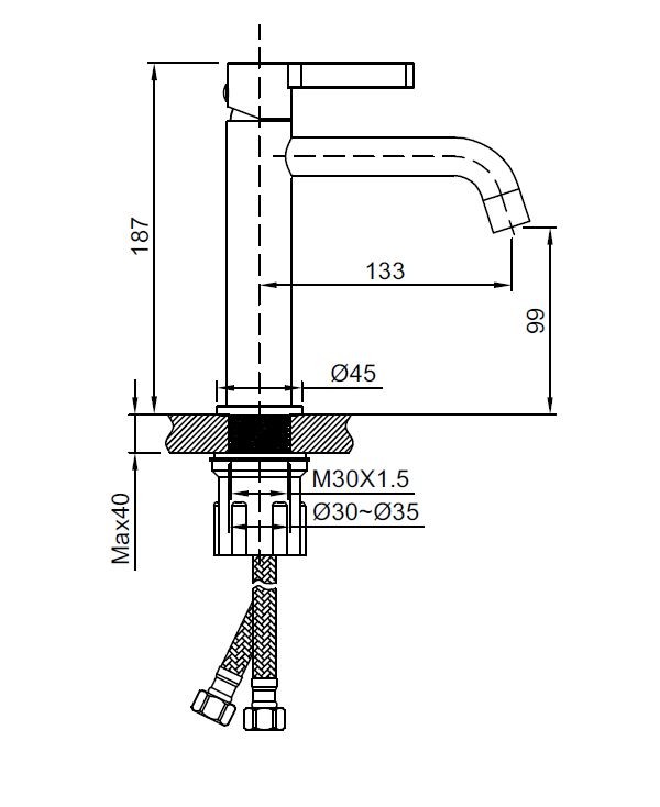 Смеситель для раковины Villa VBF-1VL1GM однорычажный, вороненая сталь