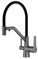 Смеситель Raglo для кухни со съемным гибким изливом, с магнитным фиксатором излива, с подключением фильтра питьевой воды R80.62.09 Графит