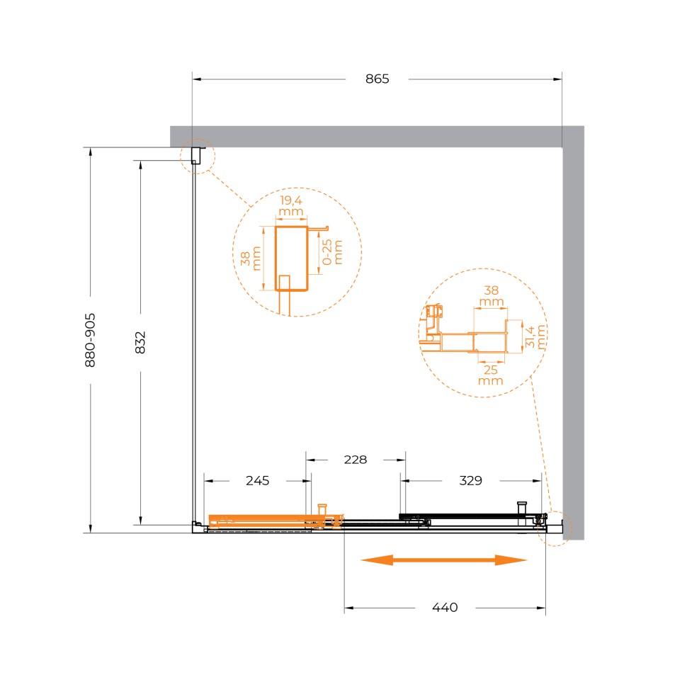 Душевой уголок CEZARES MOLVENO-AF-31-90-C-GM-IV