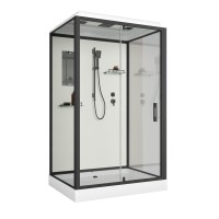 Душевая кабина Niagara Standart ST120/90/15Q/BL/BK (120х90х200) прямоугольник,поддон 15см,распашная,проф.черный,без крыши,3 места