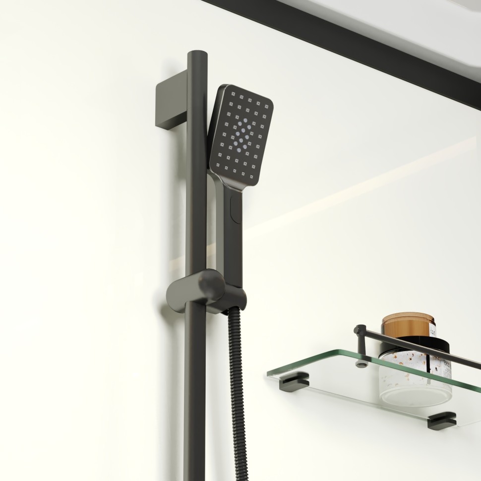Душевая кабина Niagara Standart ST120/90/15Q/BL/BK (120х90х200) прямоугольник,поддон 15см,распашная,проф.черный,без крыши,3 места
