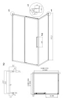 Душевое ограждение Grossman Cosmo 100.K33.02.100.42.00-200.K33.02.100.42.00 (100х100х195) раздвижная,графит сатин,стекло прозрачное,2 места