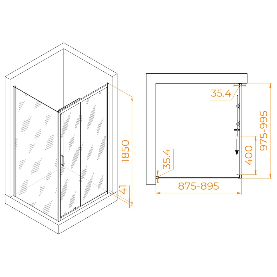 Душевой уголок RGW PA-145 (Прозрачное, 900x1000)